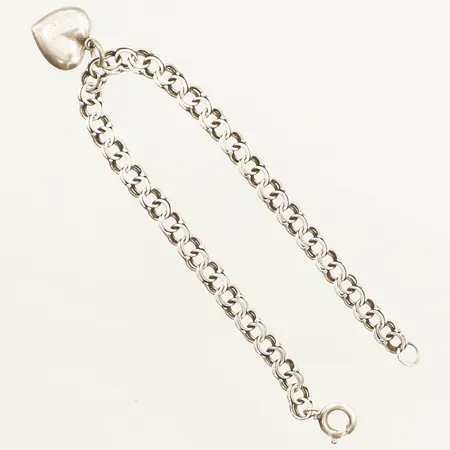 Armband Bismarck längd 19,5cm bredd 5,4mm hänge hjärta ca Ø13mm RAS silver 830/1000 Vikt: 6,8 g
