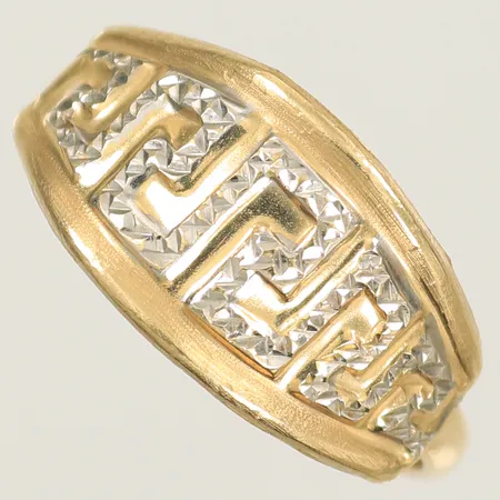 Ring tvåfärgad stl 19 bredd 2-10mm, skev, 14K 0,9g Vikt: 0,9 g