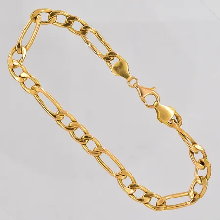 Armband Figaro längd 20cm ihåligt defekter klämda länkar 21K Vikt: 6,4 g