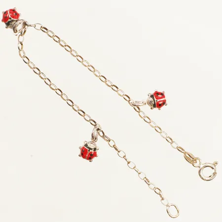 Armband med nyckelpigor längd 16cm bredd 2,2mm silver 925/1000 Vikt: 2,2 g