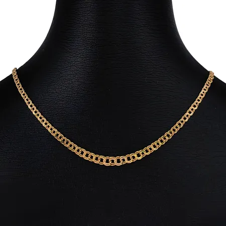 Halskedja Bismarck i 18K guld, doserad modell, N S E Guldvaru Aktiebolag, svensk kontrollstämpel, längd 45,5 cm, bredd 3-5 mm, fint skick Vikt: 8,4 g