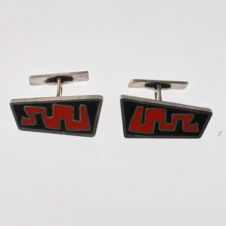 Manschettknappar 14x31mm, emalj, Amyr, silver 830/1000, 18,37g.