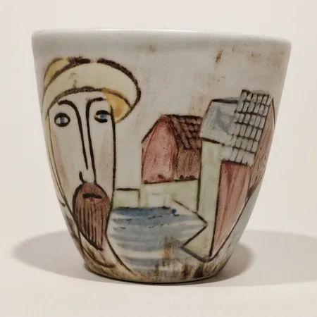 Vas Carl Harry Stålhane Rörstrand höjd ca 7cm bredd 7cm handmålad stengods
