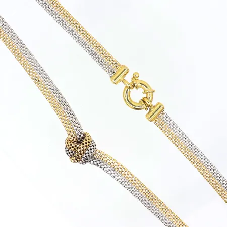 Collier tvåfärgat längd 43cm, bredd 5,2mm, 18K, Vikt: 15,2 g