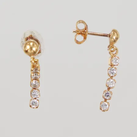 Örhängen med vita stenar längd 21,8mm, bredd 2,5mm, stift, 18K, Vikt: 1,4 g