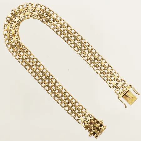 Armband X-länk längd 19cm bredd 9,2mm buckliga delar 18K Vikt: 13,3 g