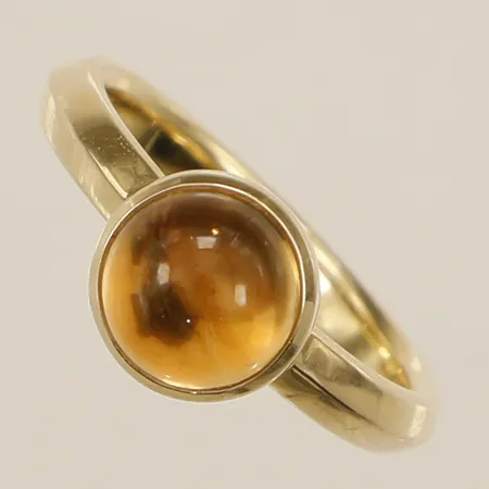 Ring med citrin David Chu för Georg Jensen Moon rise citrine ring stl:17¾ bredd 2,9mm 18K Vikt: 6,4 g