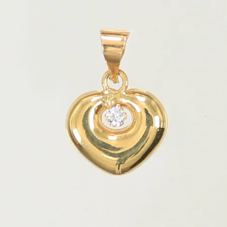 Hänge hjärta med vit sten ca 11x11mm, 18K 0,3g Vikt: 0,3 g