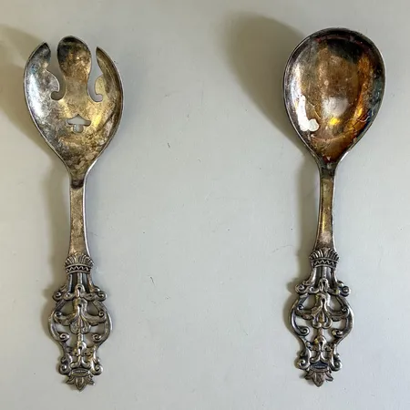 Två skedar Norskt silver längd 19cm Silver 925/1000.  Vikt: 124,2 g