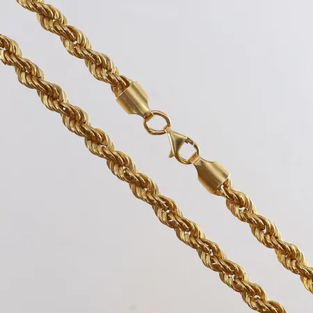 Kedja Cordell längd 57,5cm bredd 6mm en länkbit skadad ihålig 18K.  Vikt: 19,1 g