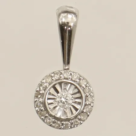 Hänge med diamanter 17xca0,005ct+1xca0,01ct, längd 15mm bredd 6,9mm vitguld 14K Vikt: 0,8 g