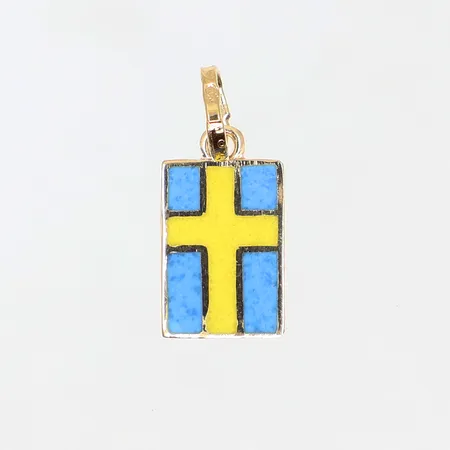 Hänge Svenska flaggan med emalj, längd: ca 15 mm bredd: 6 mm, 18K, Vikt: 0,6 g
