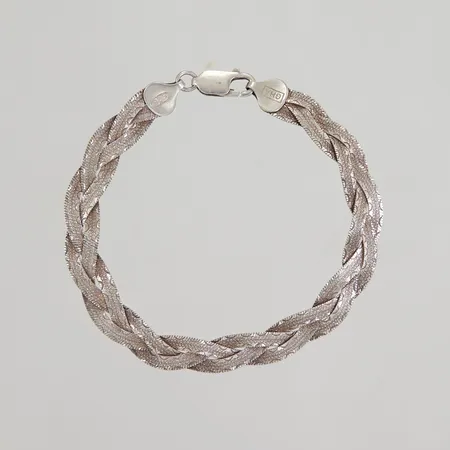 Armband flätat 19cm, bredd 9mm, GHA, 925/1000 silver Vikt: 8,7 g