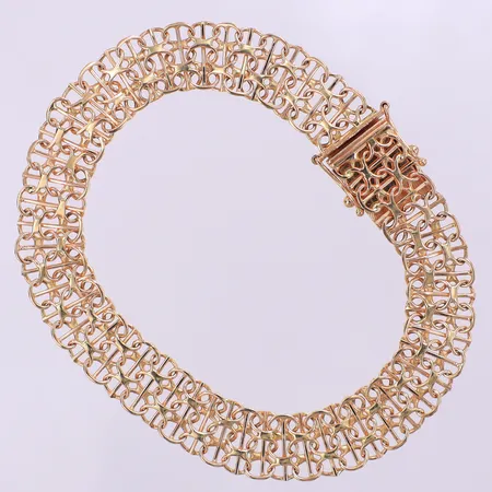 Armband X-länk med stav längd ca 19,5cm, bredd 10,1mm, GHA, 18K. Vikt: 14,8 g