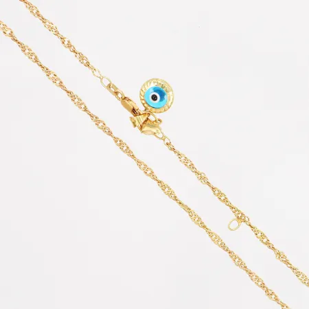 Kedja Singapore, 92,5cm, bredd: 2,5mm, två berlocker i 18K, 5x17mm samt 6x7mm, Kedja 21K, bruttovikt: 11,1 gram Vikt: 0 g