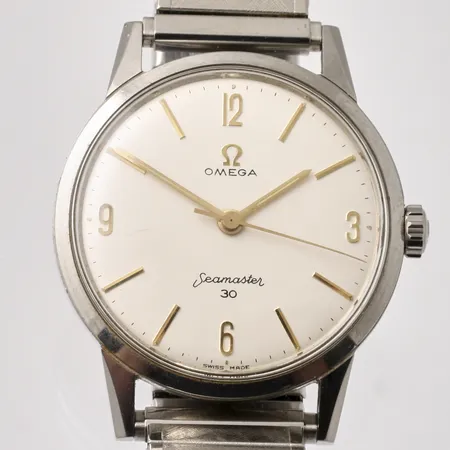 Herrur Omega Seamaster 30, stål, manuell, Ø35mm, caliber 286, ver-nr 19782113, ref-nr 135.003-62-SC, flexband i stål, repor på glas samt boettlock.