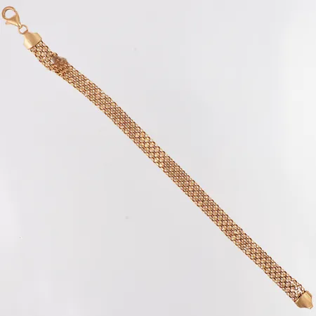 Armband X-länk längd 17cm, bredd 6mm, defekt, limrester, 21K Vikt: 4,3 g