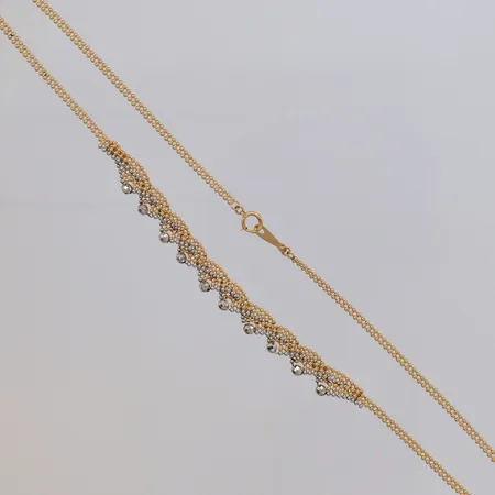 Collier doserat, längd 39,5cm, bredd 2,4-7,6mm, tvåfärgad, 18K  Vikt: 9 g