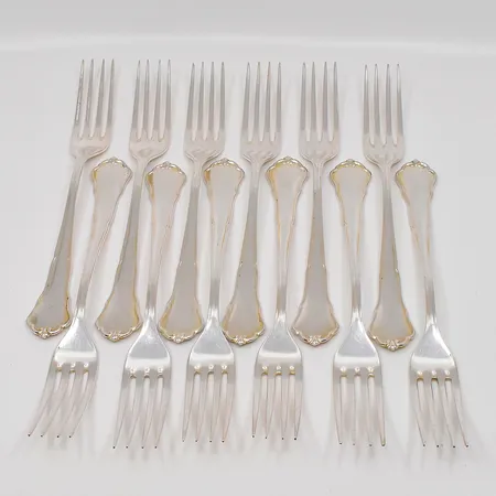 12 Matgafflar modell Hansa längd 21cm 830/1000 silver Vikt: 713,4 g