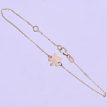 Armband med Ängel Guldfynd längd 16+2 cm bredd 1-9 mm 9K. Vikt: 0,8 g