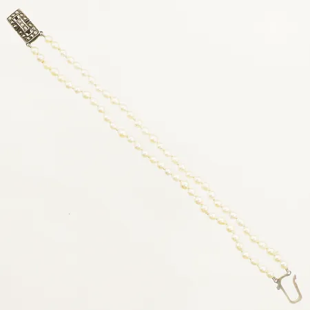 Armband med markasiter och pärlor tvåradigt längd 18cm bredd 8,5mm silver 835/1000 Vikt: 0 g