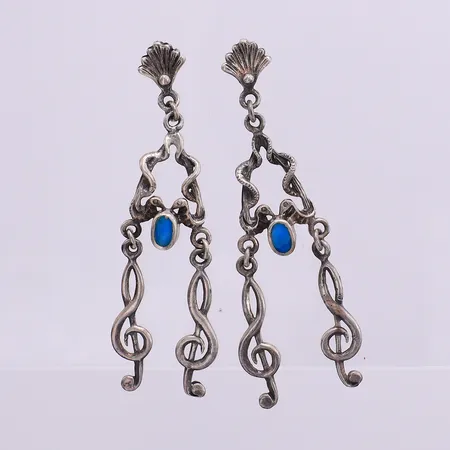 Örhängen med stenar längd 58mm bredd 11mm, silver 925/1000 Vikt: 5,7 g