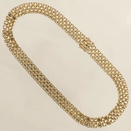 Kedja X-länk längd 39cm bredd 11mm tillverkad av Ädelsmycken Aktiebolag år 1957 18K Vikt: 40,4 g