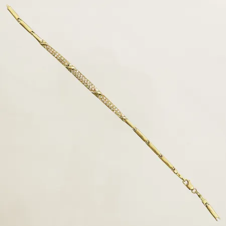 Armband med vita stenar längd 20,5cm bredd 4,9mm defekt länk 18K Vikt: 10,5 g