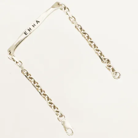 Armband Ankar med bricka 22,5cm bredd 5mm gravyr silver 925/1000 Vikt: 24,6 g
