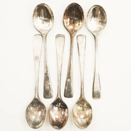 Sex kaffeskedar längd 11,5cm silver 830/1000 Vikt: 86,1 g