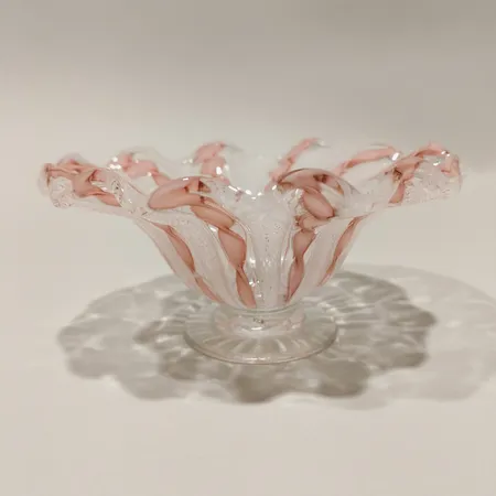 Skål på fot Murano Paolo Venini Ø11,5cm bredd 6cm nagg på undersida av fot