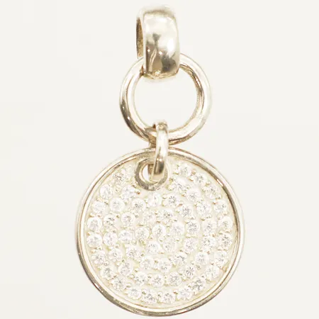 Hänge med vita stenar Ø18mm längd 35mm GHA silver 925/1000 Vikt: 4,4 g