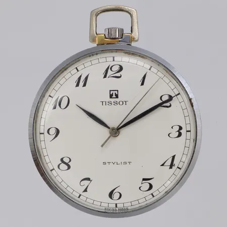 Frackur Tissot Stylist, stål, manuell, 41mm, repigt plexiglas, missfärgad boett, etui.