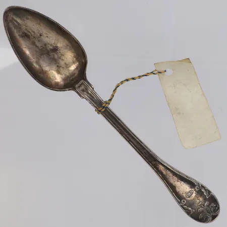 Bordssked modell Gammal Fransk, längd 18cm, Stockholm år 1850, gravyr, silver 830/1000 Vikt: 44 g