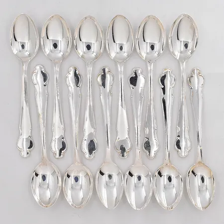 12 Kaffeskedar modell Disa längd 12cm schatull 830/1000 silver Vikt: 168,6 g