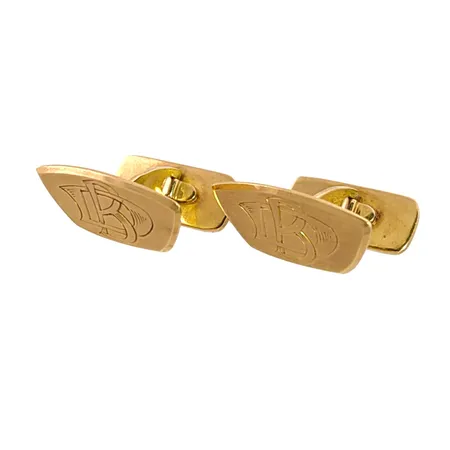Manschettknappar i 18K guld, monogram och gravyr Vikt: 11,7 g
