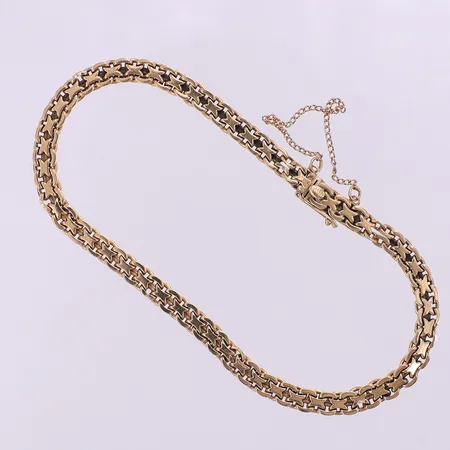 Armband X-länk längd ca 18cm, bredd 9,1-9,2mm, säkerhetskedja, 18K. Vikt: 9,6 g