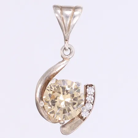 Hänge med gul samt vita stenar 28x12mm silver 925/1000 Vikt: 3,5 g