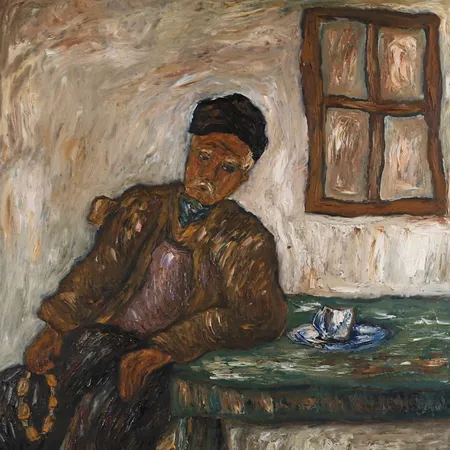 Tavla Panos Tsarouchas, olja på pannå, signerad, daterad -81, mått ca 67 x 50cm. Specialfrakt, kontakta pantbankskontoret för mer information.