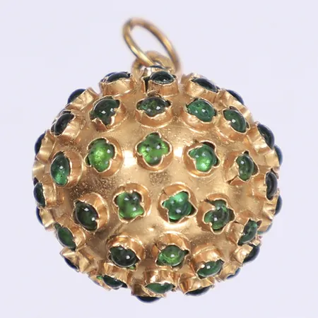 Hänge med gröna stenar 27x20mm 18K Vikt: 6 g