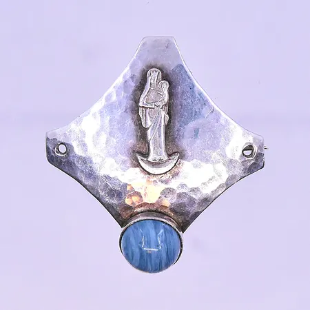 Hänge/Brosch med bergslagssten stl: 34x31mm silver 830/1000. Vikt: 7,4 g