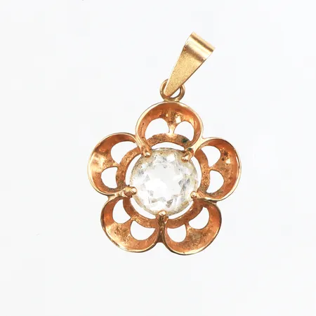 Hänge med vit sten, 27x18mm, 18K Vikt: 1,9 g