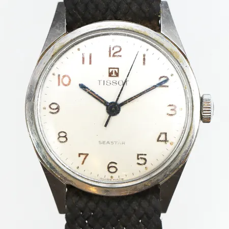 Herrur Tissot Seastar, 34mm, stål, manuell, slitet tygband, inga tillbehör