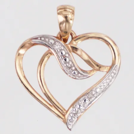 Hänge hjärta diamanter 3 x ca0,005ct längd 18mm, 14K Vikt: 0,9 g