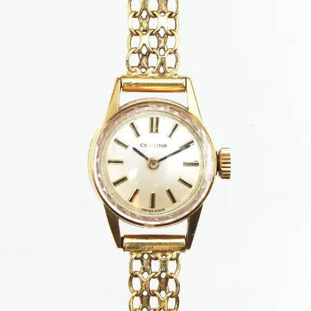 Damur Certina 18K, 18,5mm, manuell, boettnr: 0810 397 941756, klockarmband x-länk i 18K, längd inklusive uret:17cm, bredd: 7,6mm, bruttovikt: 18,8g Vikt: 18,8 g