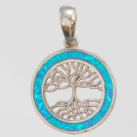 Hänge Yggdrasil med sten längd inkl ögla 2,7cm, Ø18mm, silver 925/1000 Vikt: 2,3 g