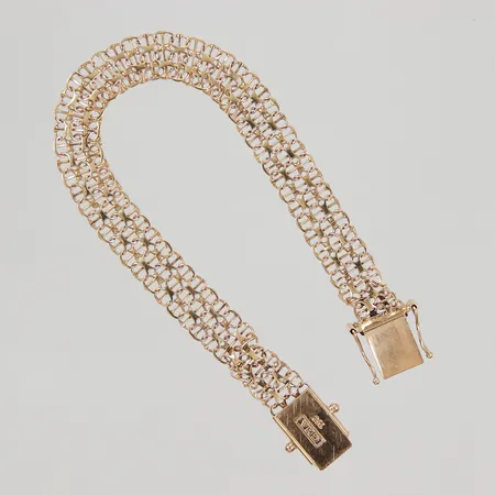 Armband X-länk med stav 17,5cm, bredd 8,7mm, skadad länk, 18K Vikt: 9,9 g