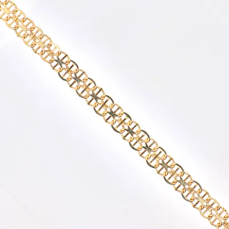 Armband X-länk med stav längd 18cm, bredd 6mm, kistlås, Svenska stämplar, 18K, Vikt: 7 g
