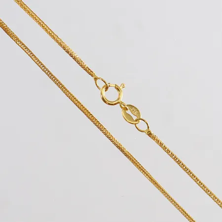 Kedja rävsvans längd 40cm bredd 1mm 21K. Vikt: 2 g
