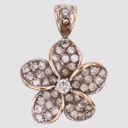 Hänge blomma vita stenar längd 25mm, vitguld, stenar saknas, 18K Vikt: 4,2 g